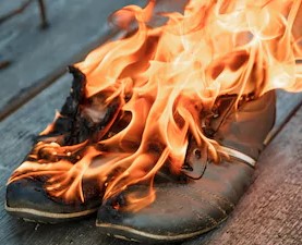 shoes on fire